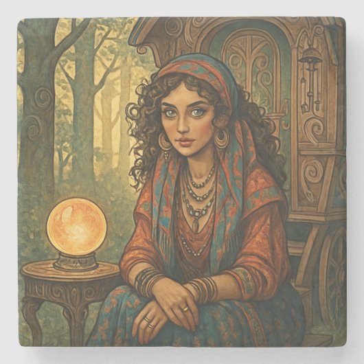 Zigeunermädchen Steinuntersetzer (Vorderseite)