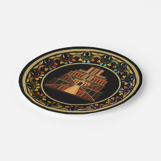 ZIGGURAT-Papierplatte Pappteller (Schrägansicht)