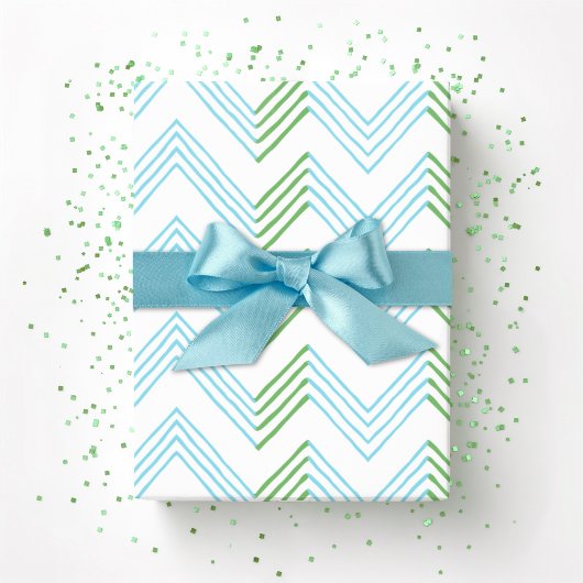 Ziggy Chevron in Grün und Aqua Geschenkpapier
