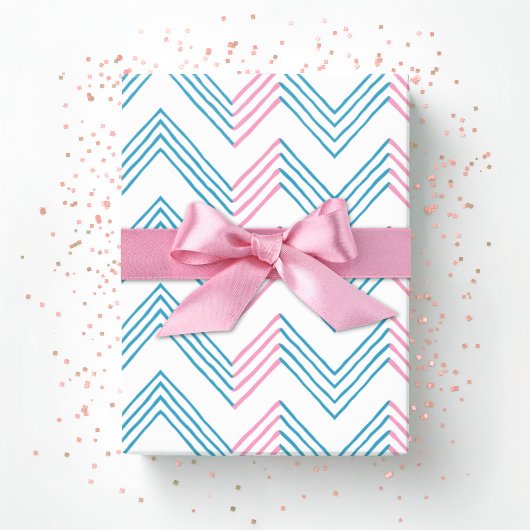Ziggy Chevron in Pink and Aqua Geschenkpapier
