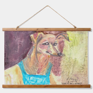 "Ziggy Der Hund in Overalls" Wandteppich Mit Holzrahmen