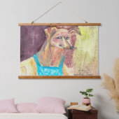 "Ziggy Der Hund in Overalls" Wandteppich Mit Holzrahmen (Schlafzimmer)
