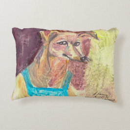 "Ziggy The Dog in Overalls" Wasserfarbe Dekokissen