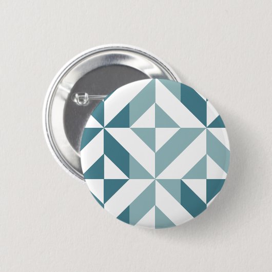 ZigZag, aquamarin-grün-zweiteilig, geometrisch Button (Vorne & Hinten)