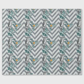 Zigzag Bird % Blume Muster Geschenkpapier (Flach)
