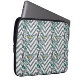 Zigzag Bird & Blume Muster Laptopschutzhülle (Vorne Rechts)