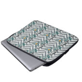 Zigzag Bird & Blume Muster Laptopschutzhülle (Vorne Knopf)