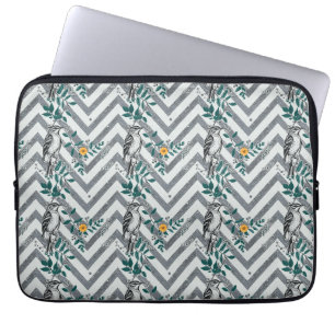 Zigzag Bird & Blume Muster Laptopschutzhülle