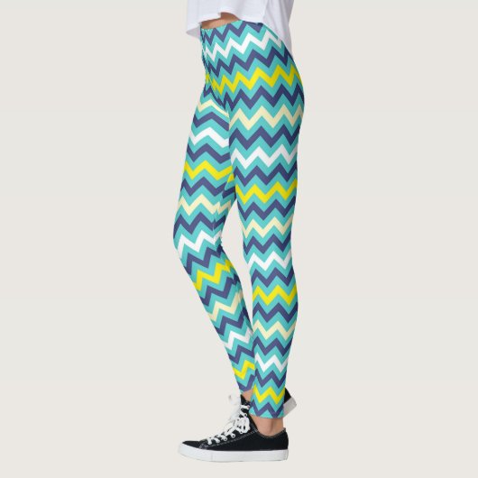 Zigzag Blue Green Yellow Zickzack Muster Hübsch Leggings (Links)