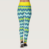 Zigzag Blue Green Yellow Zickzack Muster Hübsch Leggings (Rückseite)