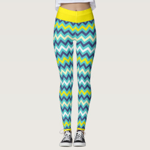 Zigzag Blue Green Yellow Zickzack Muster Hübsch Leggings