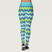 Zigzag Blue Green Yellow Zickzack Muster Hübsch Leggings (Rückseite)
