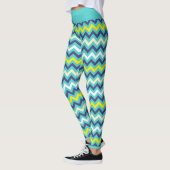 Zigzag Blue Green Yellow Zickzack Muster Hübsch Leggings (Links)