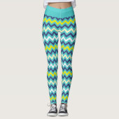 Zigzag Blue Green Yellow Zickzack Muster Hübsch Leggings (Vorderseite)