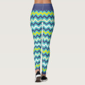 Zigzag Blue Green Yellow Zickzack Muster Hübsch Leggings (Rückseite)