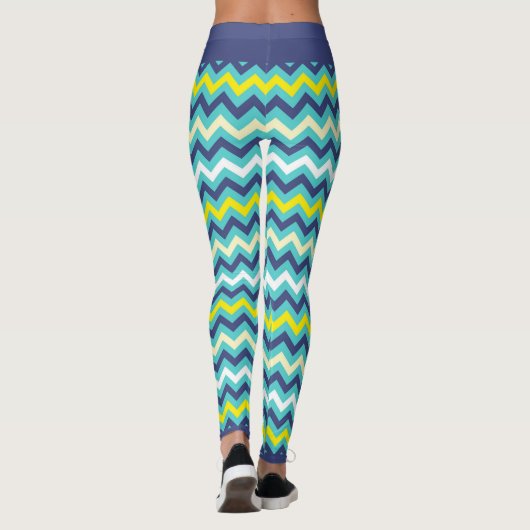 Zigzag Blue Green Yellow Zickzack Muster Hübsch Leggings (Rückseite)