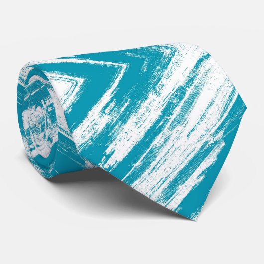 Zigzag Blue Paintbrush Pattern Krawatte (Gerollt)