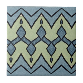 Zigzag Blue und Green Geometric Vintag Fliese