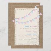 Zigzag Bunting Gender Reveal Party Einladung (Vorne/Hinten)