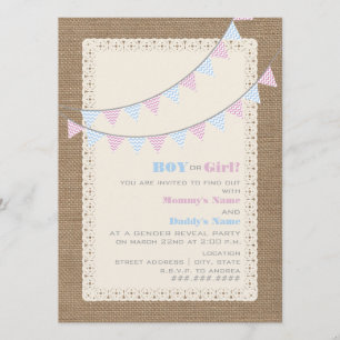 Zigzag Bunting Gender Reveal Party Einladung