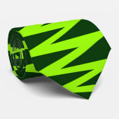 Zigzag - Chartreuse Green auf Dunkelgrün 003300 Krawatte (Gerollt)