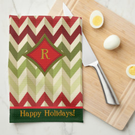 Zigzag Christmas (Mit Monogramm) Geschirrtuch