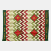 Zigzag Christmas (Mit Monogramm) Geschirrtuch (Horizontal)