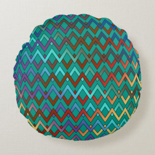ZIGZAG Diamanten - gefärbt + Ihr Backgr. Ideen Rundes Kissen