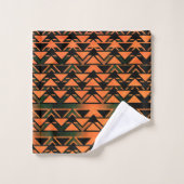 ZigZag-Dreiecke auf Gradientensepien, Orangenlachs Badhandtuch Set (Waschlappen)