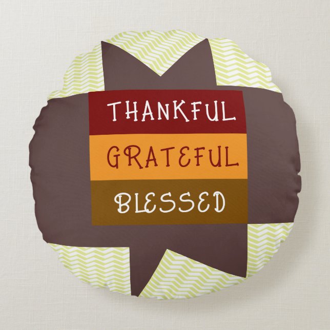 Zigzag gelb rundes kissen (Vorderseite)