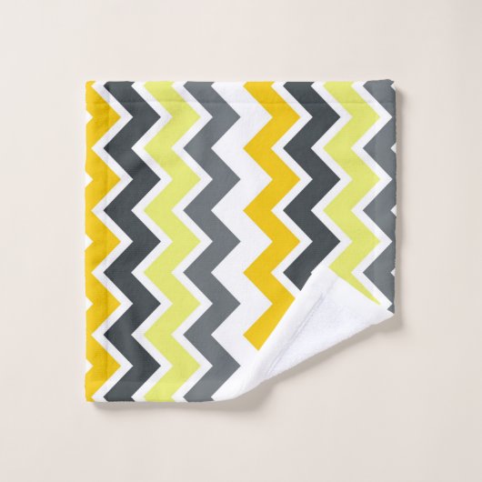 ZIGZAG - GELB UND GRAU BADHANDTUCH SET (Waschlappen)