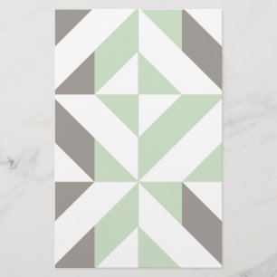 ZigZag-Geometrie der Seite Grün und Silber Briefpapier