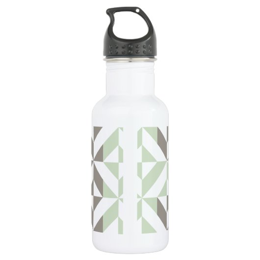 ZigZag-Geometrie der Seite Grün und Silber Edelstahlflasche (Rückseite)