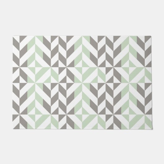 ZigZag-Geometrie der Seite Grün und Silber Fußmatte (Vorderseite)