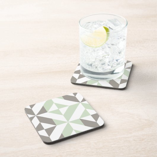 ZigZag-Geometrie der Seite Grün und Silber Getränkeuntersetzer (Rechte Seite)