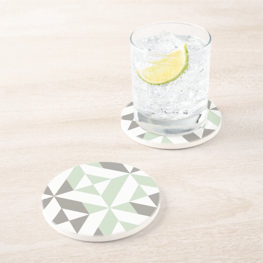 ZigZag-Geometrie der Seite Grün und Silber Getränkeuntersetzer (Seite)