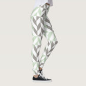 ZigZag-Geometrie der Seite Grün und Silber Leggings (Rechts)
