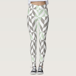 ZigZag-Geometrie der Seite Grün und Silber Leggings