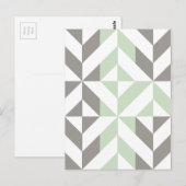 ZigZag-Geometrie der Seite Grün und Silber Postkarte (Vorne/Hinten)
