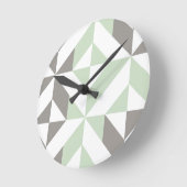ZigZag-Geometrie der Seite Grün und Silber Runde Wanduhr (Winkel)