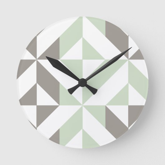 ZigZag-Geometrie der Seite Grün und Silber Runde Wanduhr (Vorderseite)