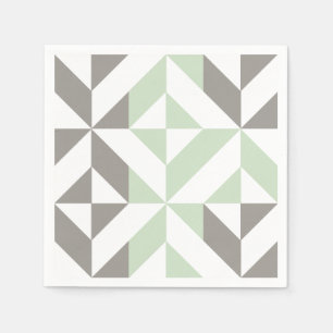 ZigZag-Geometrie der Seite Grün und Silber Serviette
