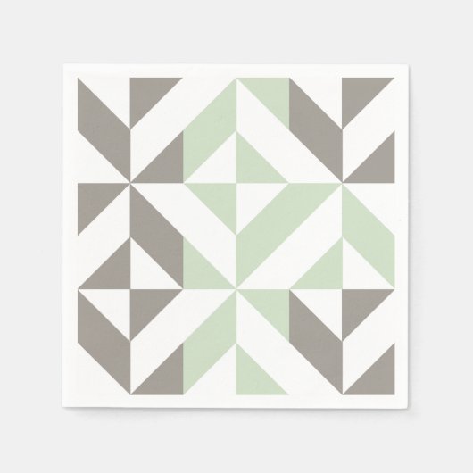 ZigZag-Geometrie der Seite Grün und Silber Serviette (Vorderseite)