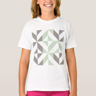 ZigZag-Geometrie der Seite Grün und Silber T-Shirt