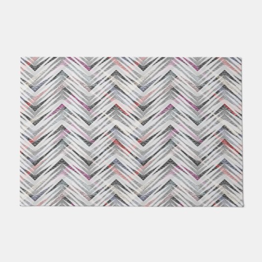 Zigzag, geometrisch, grau, lila, rosa, schwarz, St Fußmatte (Vorderseite)