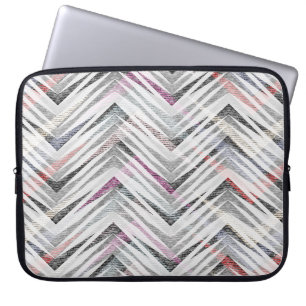 Zigzag, geometrisch, grau, lila, rosa, schwarz, St Laptopschutzhülle
