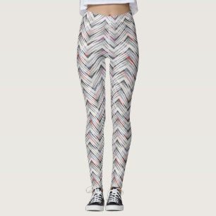 Zigzag, geometrisch, grau, lila, rosa, schwarz, St Leggings
