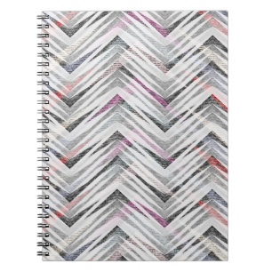 Zigzag, geometrisch, grau, lila, rosa, schwarz, St Notizblock