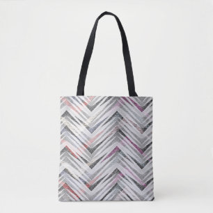 Zigzag, geometrisch, grau, lila, rosa, schwarz, St Tasche
