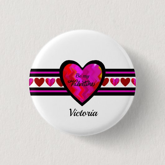 ZigZag Herz Lined Design textiert Button (Vorderseite)